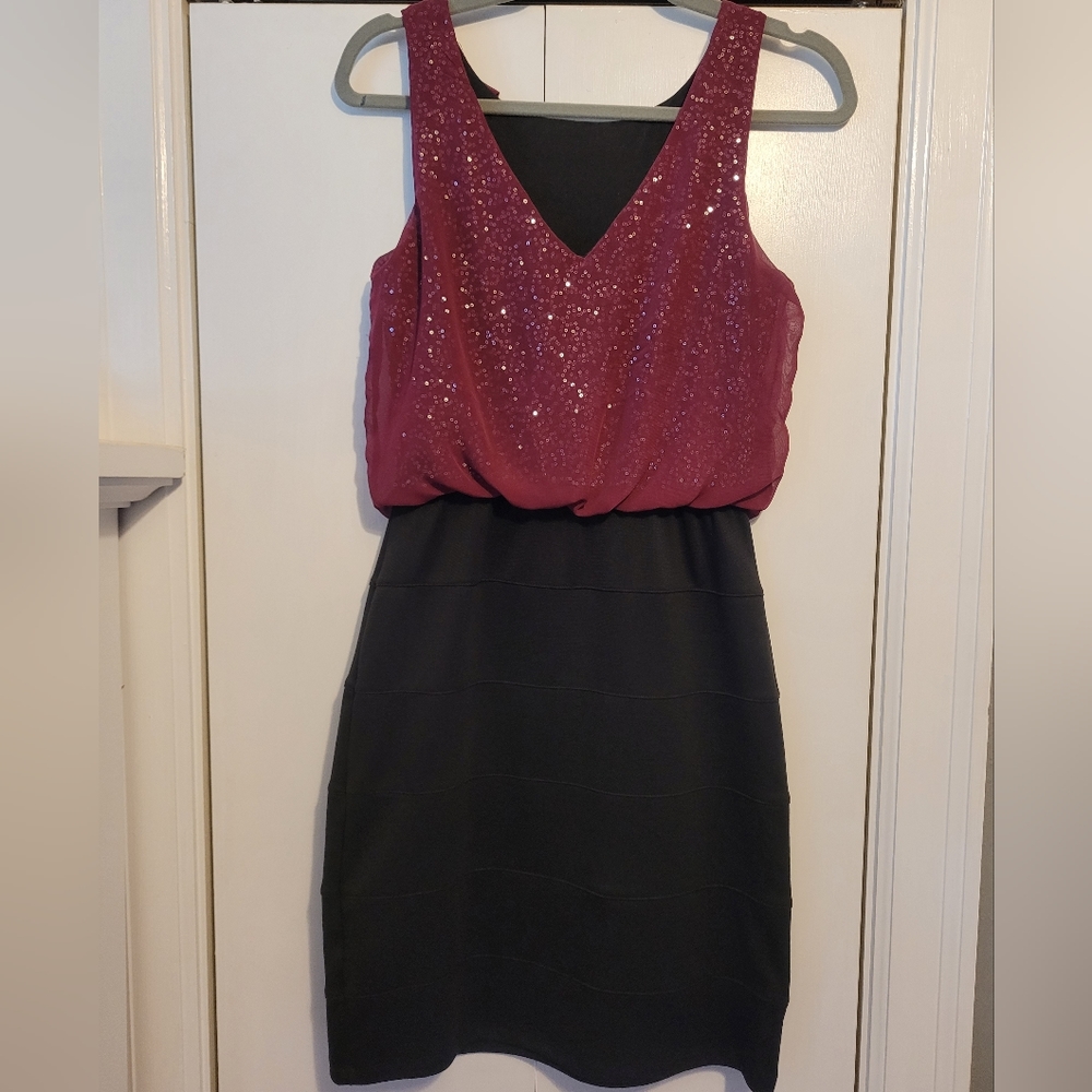 Pencil skirt dress with burgundy top